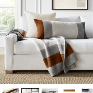 Italian Boiled Wool Bronze Striped Throw Blanket